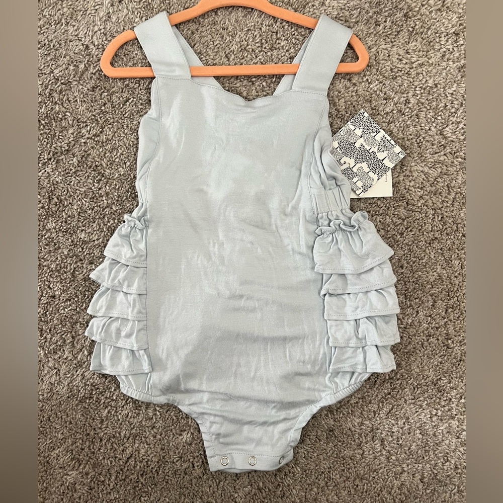 Kate Quinn Light Blue Ruffle One Piece bubble Romper